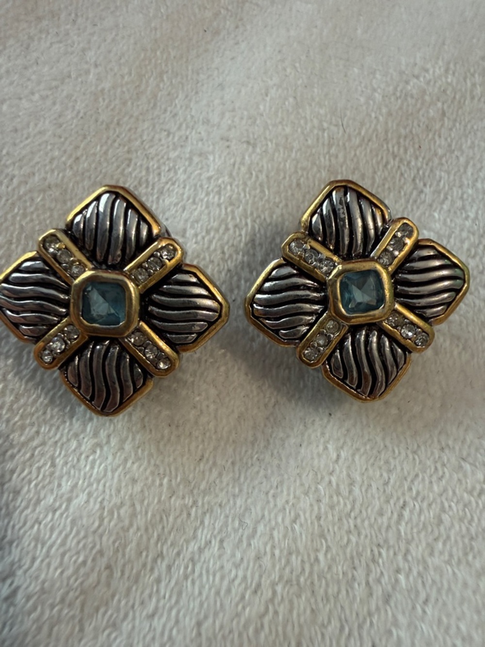 Swarovski Two toned silver and gold topaz earrings
